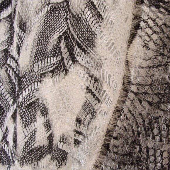 White & Charcoal Gray 3/4 Sleeve Open Knit LINEN Blend CARDIGAN Sz LARGE - Picture 5 of 8